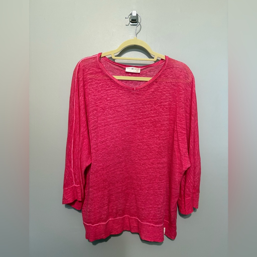 Henry Christ LIKE NEW Women's Pullover Pink V-Neck Lightweight & Thin Sweater